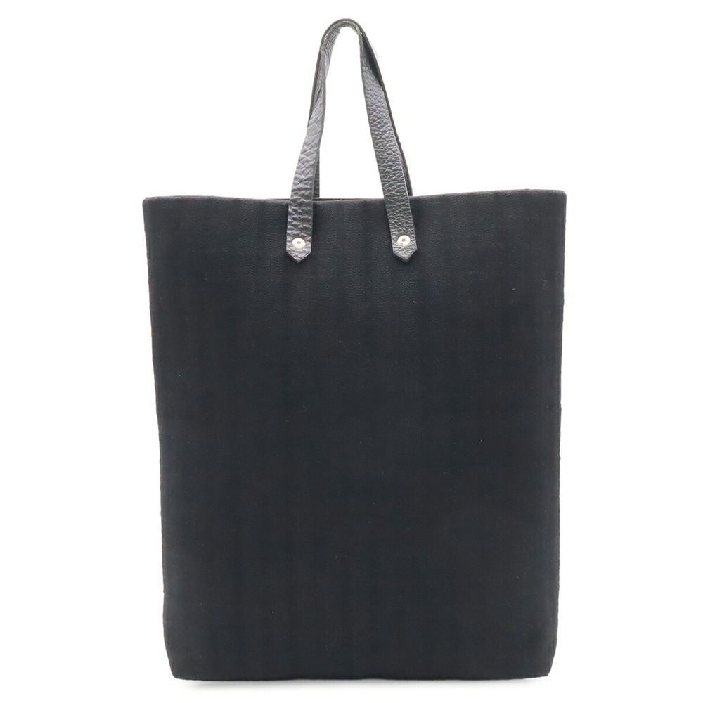 Hermes Hermes Amedaba Diago Gm Tote Bag Handbag Cotton Canvas Leather Black